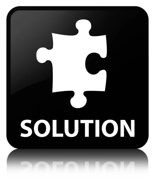 Oplossing (puzzel pictogram) zwarte vierkante knop — Stockfoto