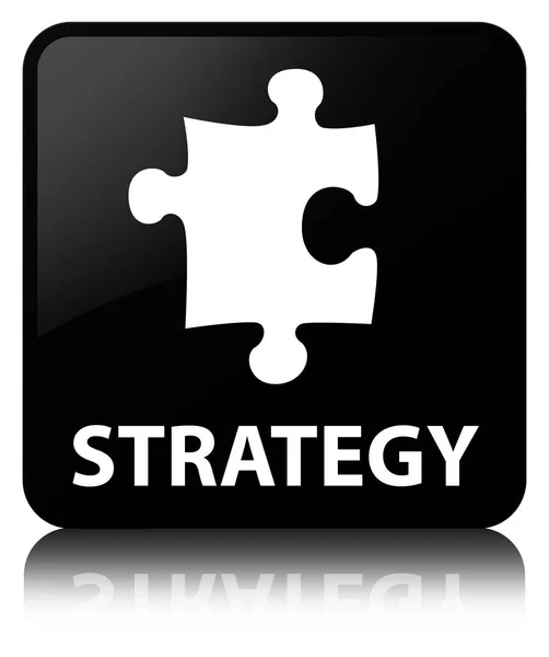 Estrategia (icono del rompecabezas) botón cuadrado negro — Foto de Stock