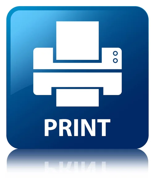 Stampa (icona della stampante) pulsante quadrato blu — Foto Stock