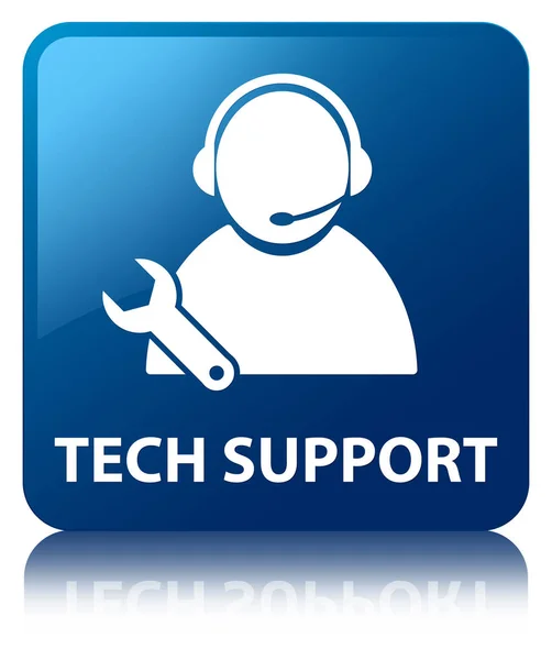 Tech support blue square button — Stock Photo, Image