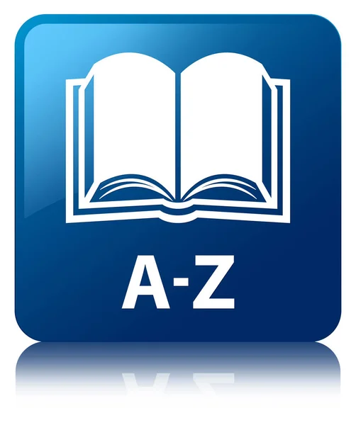 A-Z （书图标） 蓝色方形按钮 — 图库照片