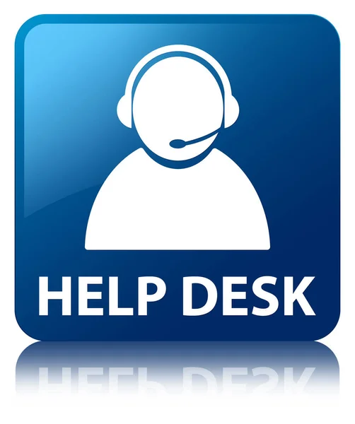 Escritorio de ayuda (icono de atención al cliente) botón cuadrado azul — Foto de Stock