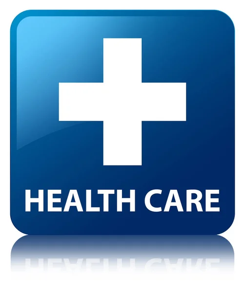 Health care (plus sign) blue square button — Stock Photo, Image