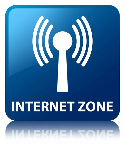 Zona de Internet (red wlan) botón cuadrado azul — Foto de Stock