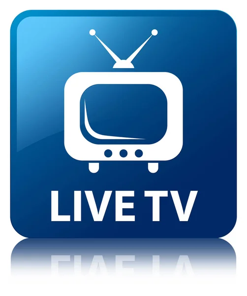TV en vivo azul botón cuadrado —  Fotos de Stock