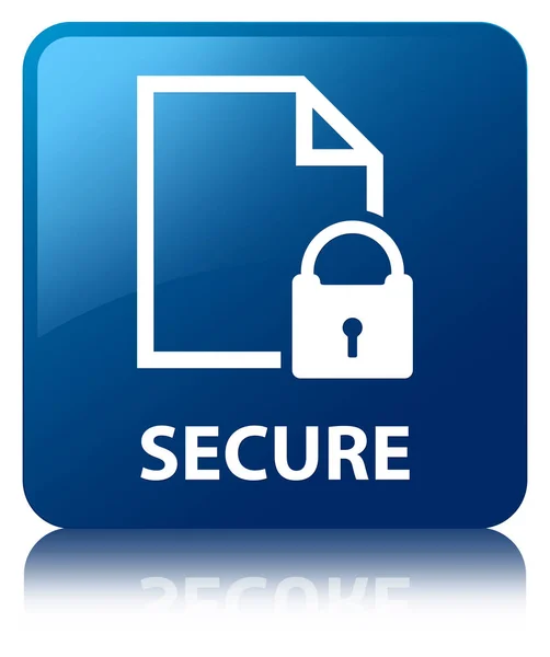 Кнопка безопасной (значок замка на странице документа) синей квадратной формы — стоковое фото
