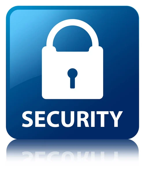 Segurança (ícone de cadeado) botão quadrado azul — Fotografia de Stock