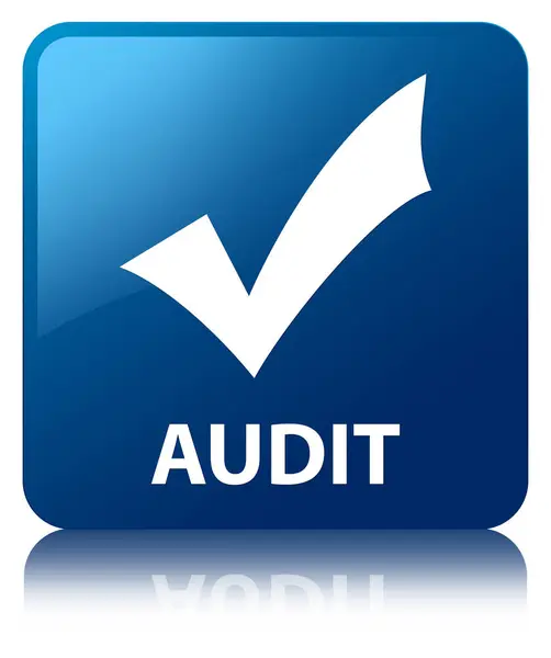 Audit (Symbol validieren) blauer quadratischer Knopf — Stockfoto