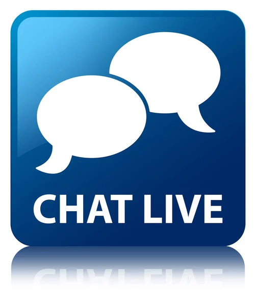Chat botão quadrado azul ao vivo — Fotografia de Stock