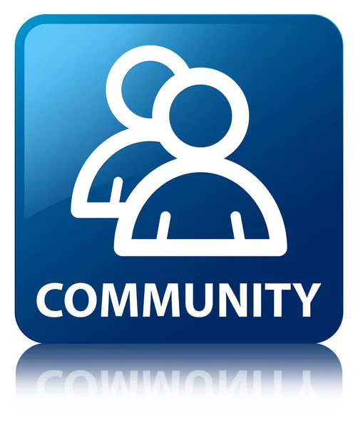 Κοινότητας (εικονίδιο ομάδας) μπλε τετράγωνο κουμπί — Φωτογραφία Αρχείου
