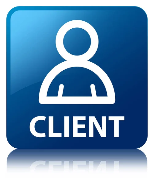 Cliente (ícone de membro) botão quadrado azul — Fotografia de Stock