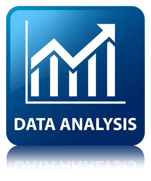 Analisis data (ikon statistik) tombol persegi biru — Stok Foto