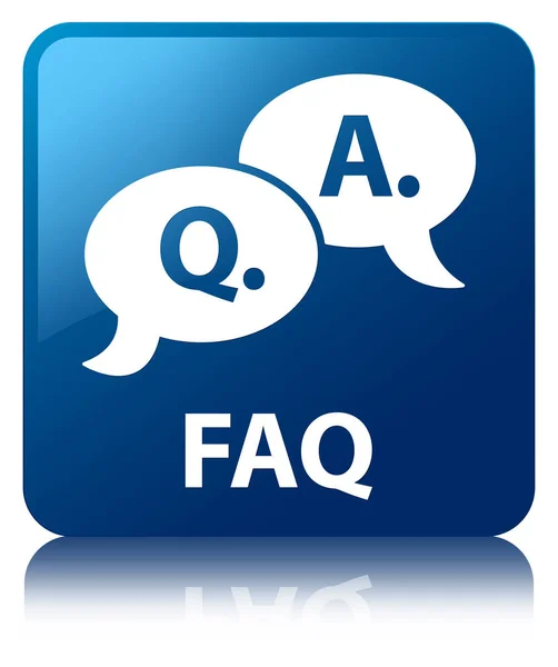 FAQ (fråga svar bubbla ikon) blå fyrkantig knapp — Stockfoto