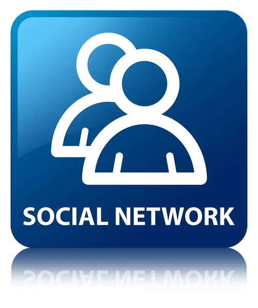 Social network (icona del gruppo) pulsante quadrato blu — Foto Stock