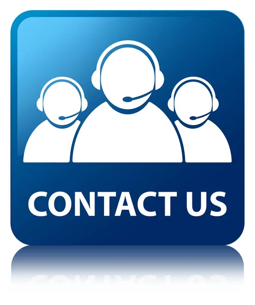 Kontaktieren Sie uns (Kundenbetreuungsteam Symbol) blauer quadratischer Knopf — Stockfoto