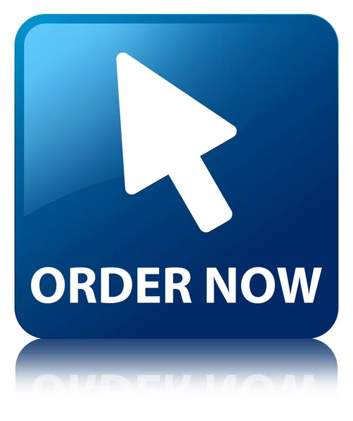 Order now (cursor icon) blue square button — Stock Photo, Image