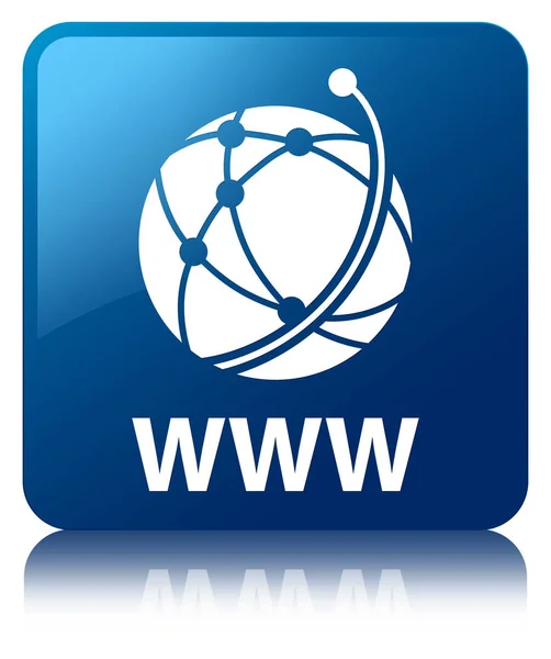 Www (globales Netzwerk-Symbol) blauer quadratischer Knopf — Stockfoto