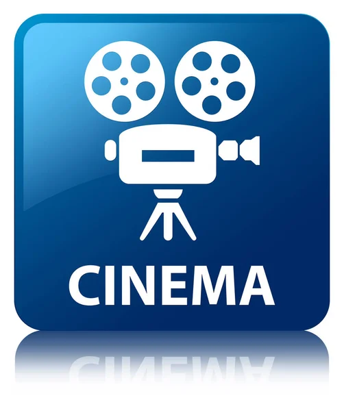 Cine (icono de la cámara de vídeo) botón cuadrado azul — Foto de Stock