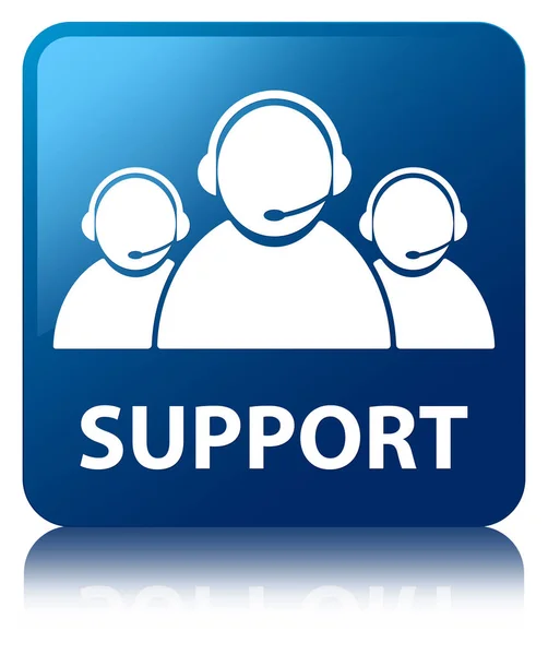 Suporte (ícone da equipe de atendimento ao cliente) botão quadrado azul — Fotografia de Stock