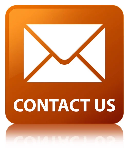 Contattaci (icona e-mail) pulsante quadrato marrone — Foto Stock