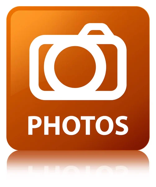 Фотографії (піктограма камери) коричнева квадратна кнопка — стокове фото