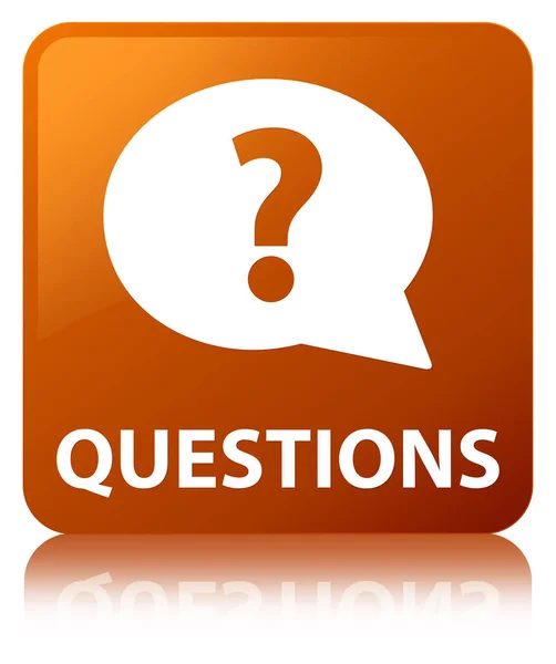 Questions (bubble icon) brown square button — Stock Photo, Image