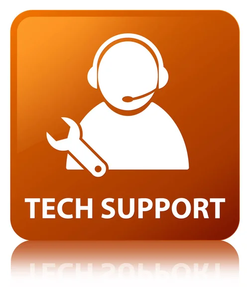 Tech support brown square button — Stock Photo, Image