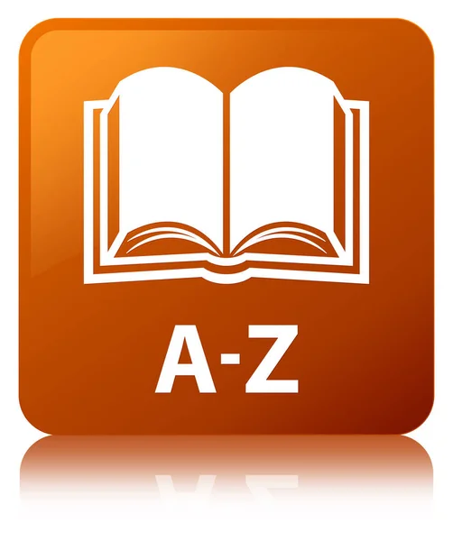 A-Z （书图标） 棕色方形按钮 — 图库照片
