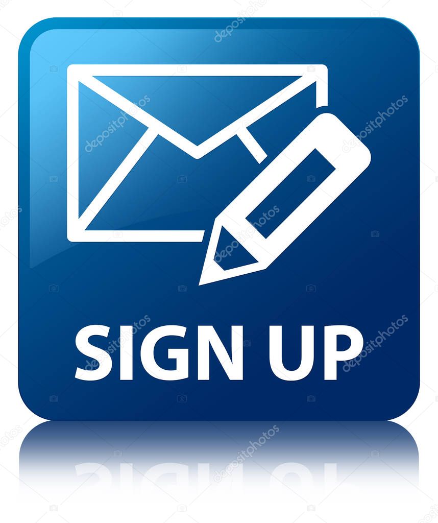 Sign up (edit mail icon) blue square button