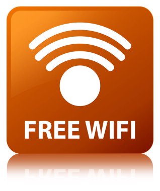 Ücretsiz Wi-Fi kahverengi kare düğme