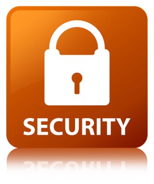 Güvenlik (asma kilit simgesi) kahverengi kare düğme