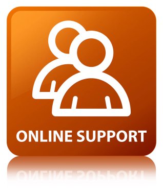 Çevrimiçi destek (grup simgesi) kahverengi kare düğme