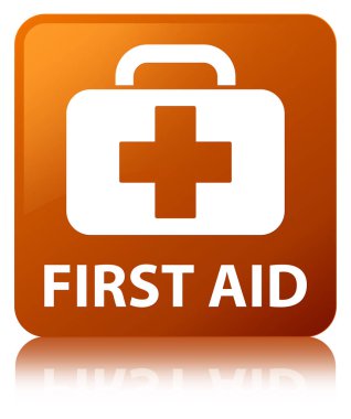 İlk yardım kahverengi kare düğme