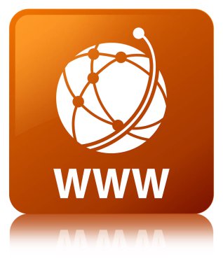 Www (küresel ağ simgesini) kahverengi kare düğme
