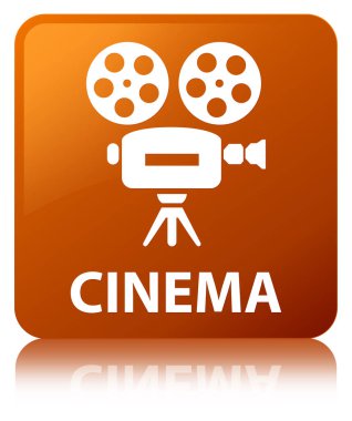 Sinema (video kamera simgesi) kahverengi kare düğme