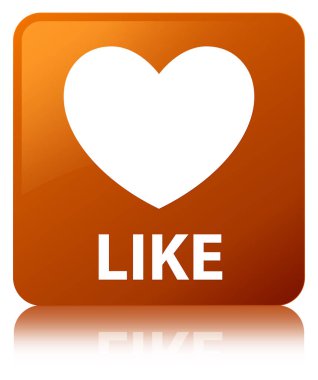 (Kalp simgesi) brown gibi kare düğme