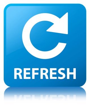 Yenileme (döndürme ok simgesi) camgöbeği mavi kare düğme