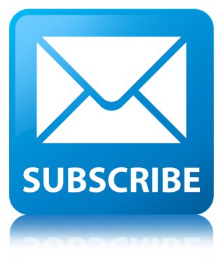 (E-posta simgesi) abone camgöbeği mavi kare düğme