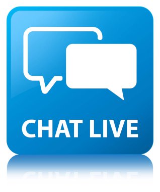 Sohbet canlı camgöbeği mavi kare düğme