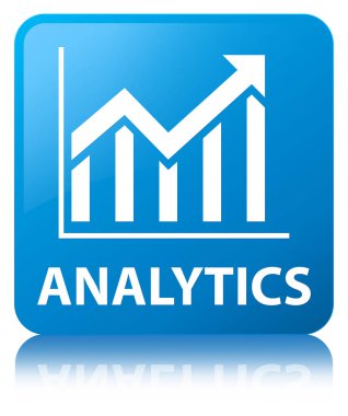 Analytics (istatistik simgesi) camgöbeği mavi kare düğme
