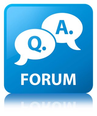 Forum (soru cevap balonu simgesinin) camgöbeği mavi kare düğme