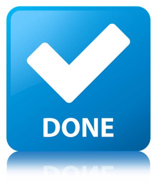 (Simge doğrulama) camgöbeği mavi kare düğme