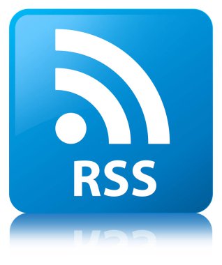 RSS camgöbeği mavi kare düğme