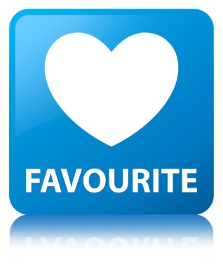 Favori (kalp simgesi) camgöbeği mavi kare düğme