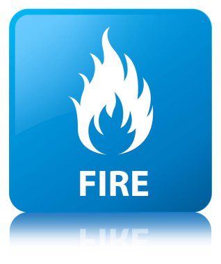 Yangın camgöbeği mavi kare düğme