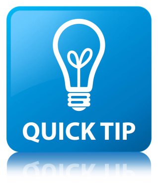 Çabuk uç (ampul simgesi) camgöbeği mavi kare düğme