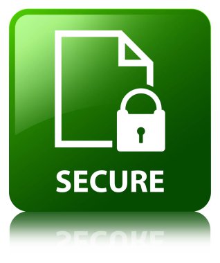 (Belge sayfa asma kilit simgesi) güvenli yeşil kare düğme