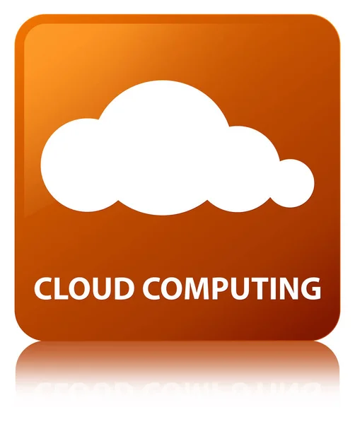 Computación en la nube marrón botón cuadrado — Foto de Stock