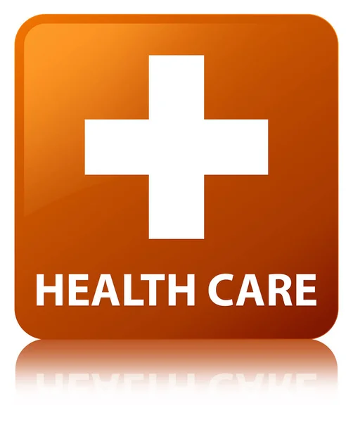 Health care (plus sign) brown square button — Stock Photo, Image