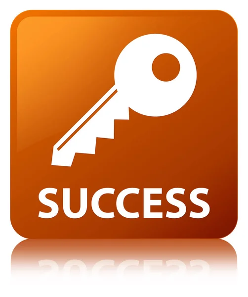 Успіх (ключова піктограма) коричнева квадратна кнопка — стокове фото